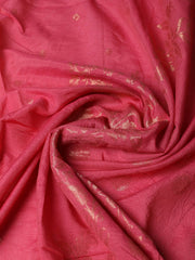 Embroidered Chanderi Pink Unstitched Suit With Pant & Dupatta