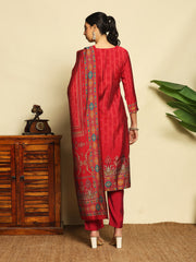 Printed Cotton Suit With Pant & Dupatta
