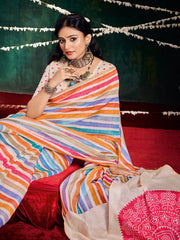 Check Printed Chanderi Saree