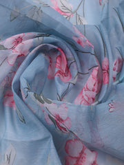 Embroidered Chanderi Unstitched Kurta With Pant & Dupatta