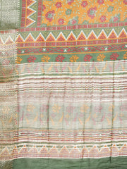 Floral Zari Border Printed Art Silk Woven Saree