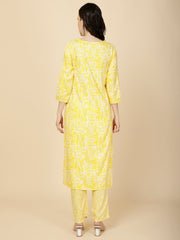 Neck Embroidery & Printed Cotton Kurta Set