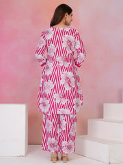 Printed Cotton Blend Kurta With Pants