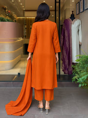 Printed Cotton Blend Kurta With Pants & Dupatta