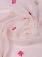 Embroidered Chanderi Unstitched Kurta With Pant & Dupatta