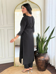 Printed Art Silk Kurta With Pants & Dupatta