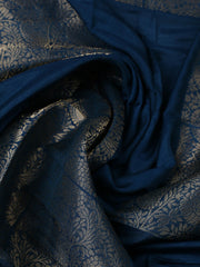 Woven Design Chanderi Teal Blue Unstitched Suit With Pant & Dupatta