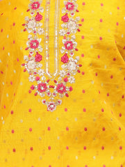 Neck Embroidered Chanderi Unstitched Suit Piece With Dupatta