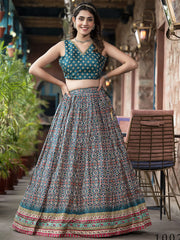 Digital Printed Art Silk Choli With Lehenga & Jacket