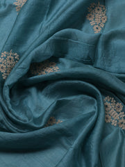 Neck Embroidered Chanderi Unstitched Suit With Dupatta