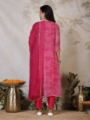 Embroidered Georgette Kurta With Pants & Dupatta