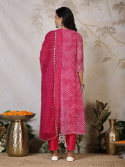 Embroidered Georgette Kurta With Pants & Dupatta
