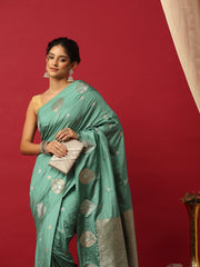 Woven Design Art Silk Aqua Green Saree