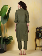Printed Cotton Blend Kurta With Pants