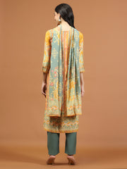 Printed Muslin Kurta With Pants & Dupatta