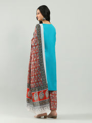 Printed Cotton Blend Kurta With Pants & Dupatta