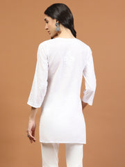 Chikankari Embroidered Cotton Blend Short Kurti