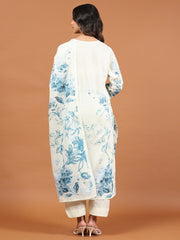 Printed Cotton Blend Kurta With Pants & Dupatta