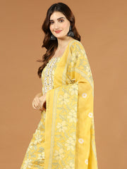 Neck Patti Printed Cotton Unstitched Suit Piece With Dupatta