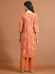 Printed Muslin Kurta With Pants