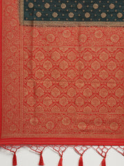 Zari Border Booti Art Silk Woven Saree