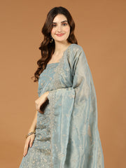 All Over Embroidered Tissue Unstitched Suit Piece With Dupatta