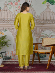 Embroidered Tissue Kurta With Pants & Dupatta
