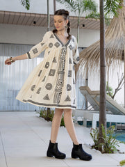 Resham Embroidered Cotton Blend Dress