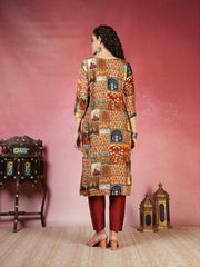Kantha Work Cotton Blend Kurta With Pants