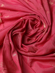 Embroidered Chanderi Pink Unstitched Suit With Pant & Dupatta