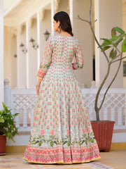 Digital Printed Anarkali Kurta With Churidar & Dupatta