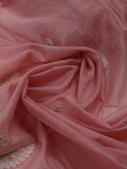 Neck Embroidered Chanderi Unstitched Suit With Dupatta