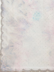 Abstract Stone Border Plain Organza Saree