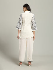 Thread Embroidery Cotton Blend Kurta With Pants