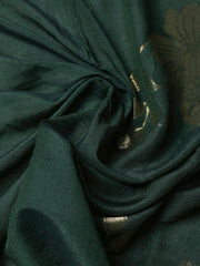 Embroidered Chanderi Bottle Green Unstitched Suit With Pant & Dupatta