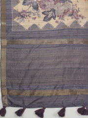 Digital Printed Art Silk Hyacinth Beige Saree