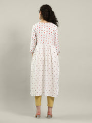 Neck Embroidered Cotton Blend Kurta & Pants