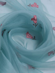 Embroidered Organza Unstitched Suit With Dupatta