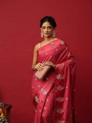 Woven Design Art Silk Onion Pink Saree