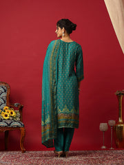 Embroidered Muslin Kurta With Pant & Dupatta