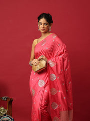 Woven Design Art Silk Pink Saree