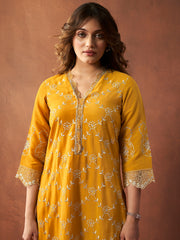 All Over Embroidery Cotton Blend Kurta With Pants & Dupatta