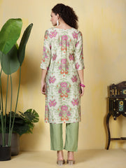 Neck Embroidered Muslin Kurta With Pants