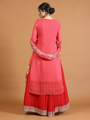 Bandhani Work Georgette Kurta With Lehenga & Dupatta