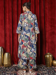 Printed Cotton Blend Kurta With Pants