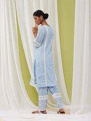 Floral Schiffli Cotton Kurta With Pants