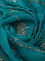 Neck Embroidered Chanderi Unstitched Suit With Dupatta