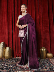 Stone Embroidered Chinon Saree