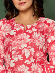 Printed Cotton Blend Kurta With Pants & Dupatta