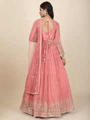 Resham Sequin Embroidery Georgette Kurta With Churidar & Dupatta